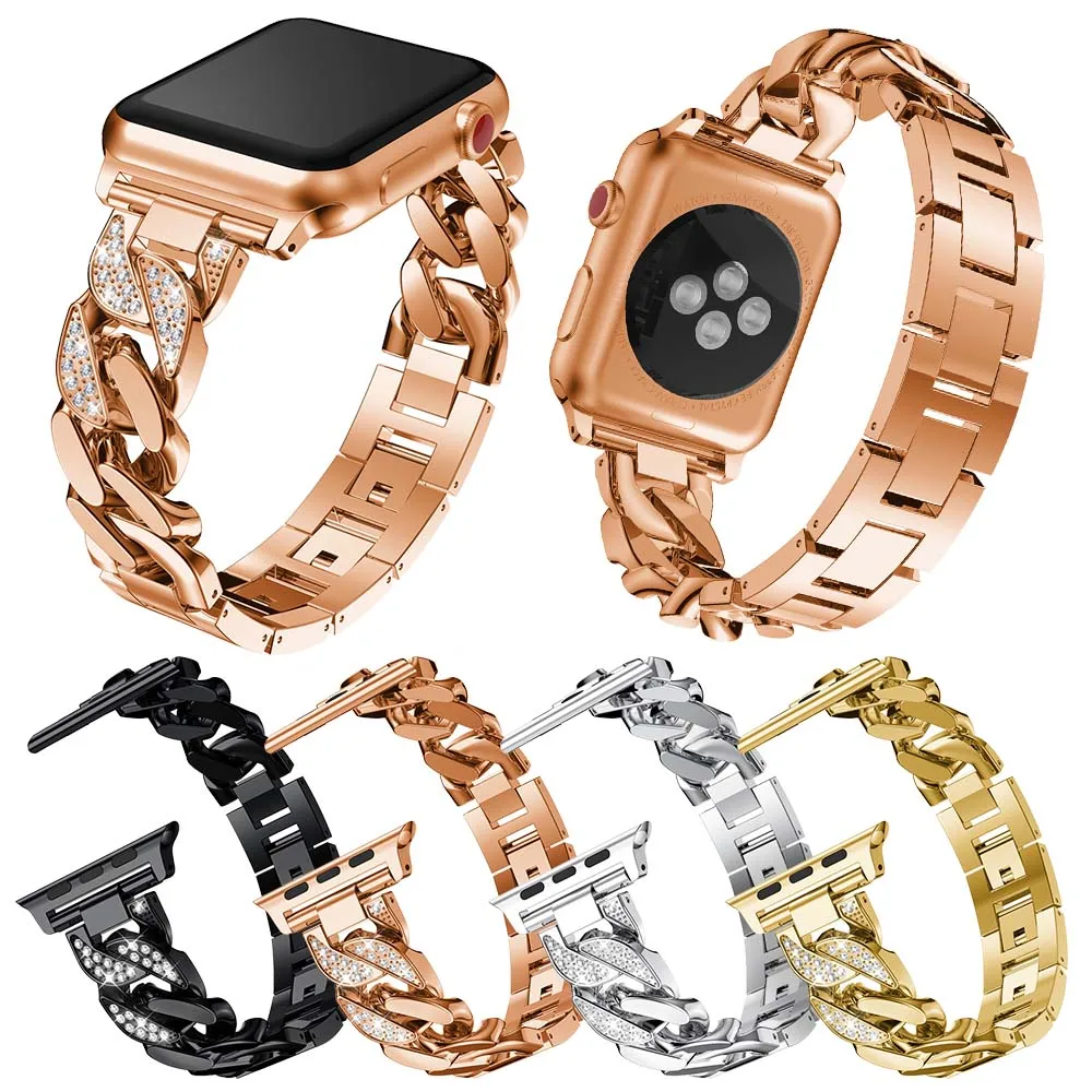 Роскошный бриллиантовый браслет для Apple Watch SE Band Series 6 5 4 3 металлический ремешок