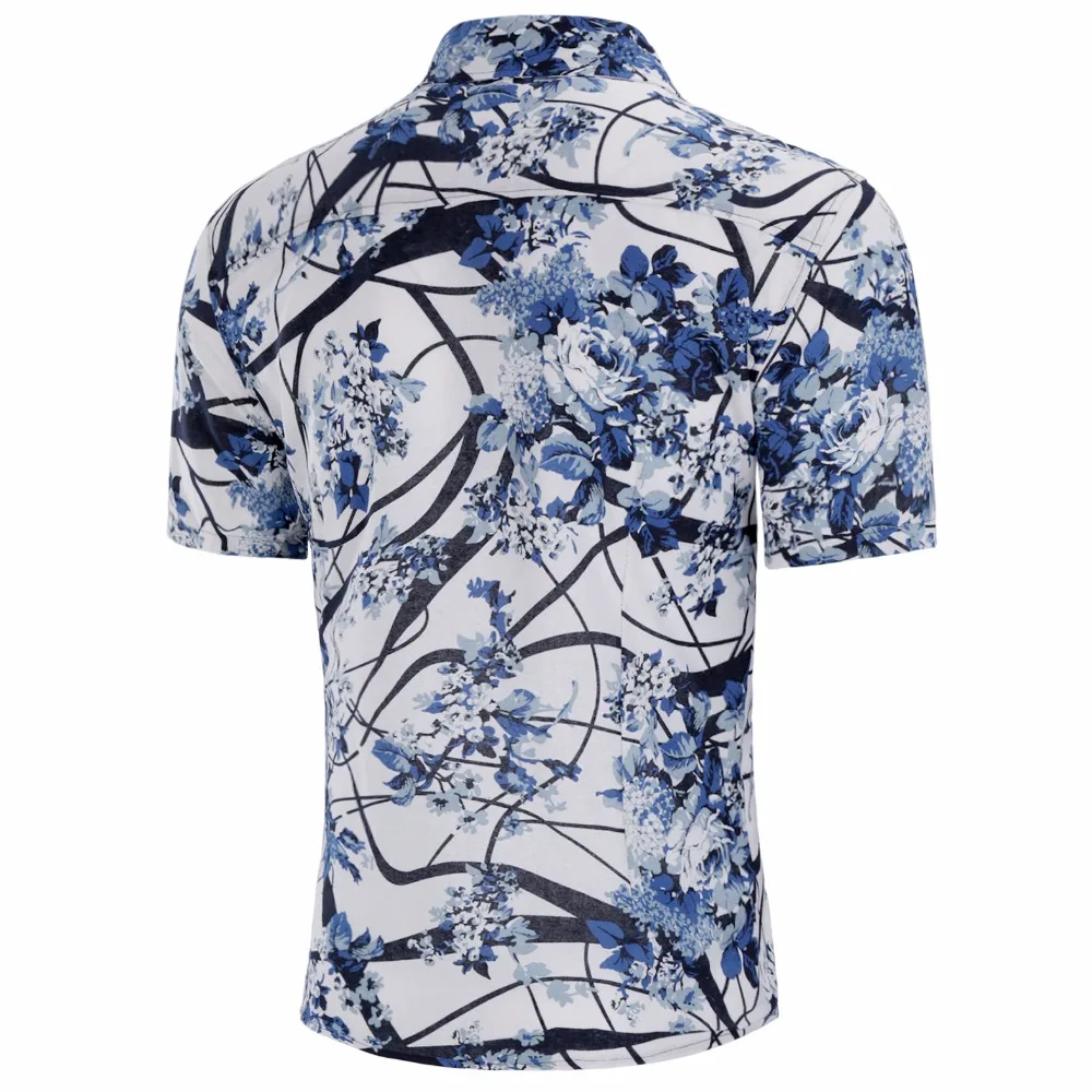 2019 рубашки для мужчин Slim Fit цветок цвет рубашка мягкий человек белье костюмы повседневное Ман плюс размеры M-4XL короткий рукав мужской летн