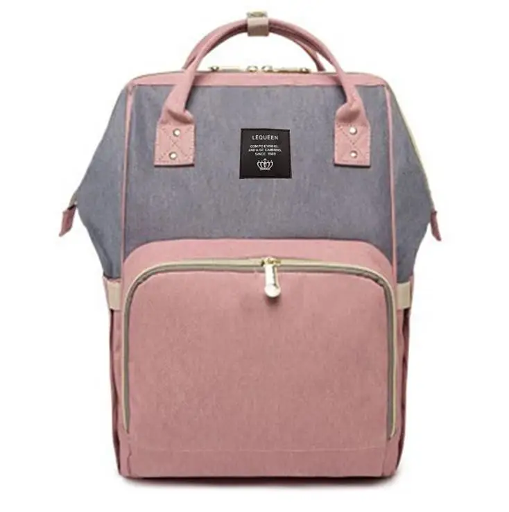 Pink Grey Рюкзак для подгузников, сумка для мам, Большая вместительная сумка для мам и детей, многофункциональные водонепроницаемые уличные дорожные сумки для подгузников для ухода за ребенком - Цвет: Pink Grey