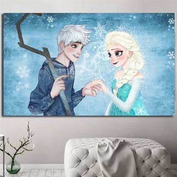 

Jack Frost And Queen Elsa Wall Art Canvas Posters Prints Painting Wall Pictures For Bedroom Modern Home Decoration Accessories