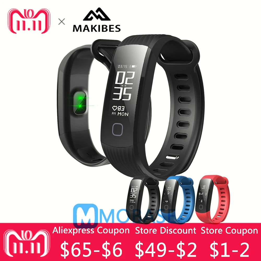

Makibes HR1 Bluetooth Smart Bracelet Heart Rate Monitor Fitness Activity Tracker Continuous 0.96" OLED Wristband For Android ios