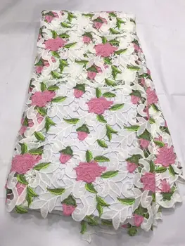 

In 2019, high quality large embroidery lace fabric of lacy fabric with colorful Latin clothing net For Women Dress Pink/Green