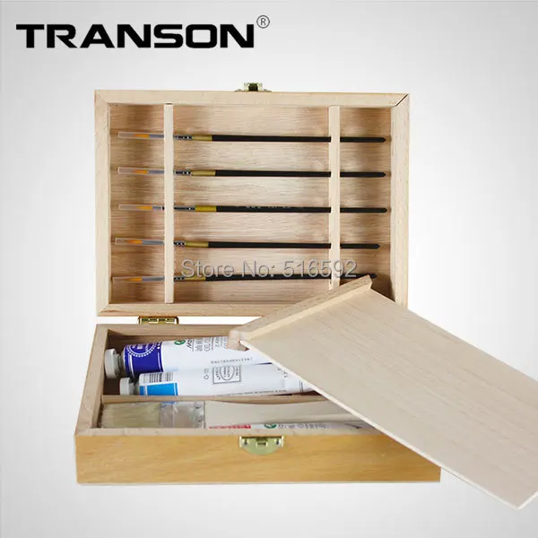 

Transon Fine Artist tabletop wooden easel box,plus a square wood palette,mini wood easel box for painting,paint box,art supplies