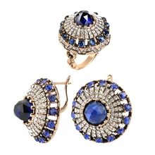 

Fashion Jewelry Set Earrings&Ring Set For Women 2017 New Luxury Vintage Jewelry charm Crystal Female Engagement Jewelry Set