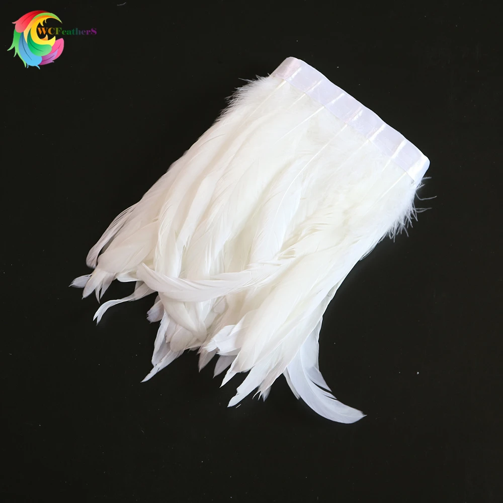 Buy 2 yards Pure White rooster feather Trim Height 10