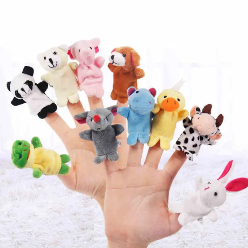 

10PCS Cute Cartoon Biological Animal Finger Puppet Plush Toys Child Baby Favor Dolls Boys Girls Finger Puppets Toys for Kids