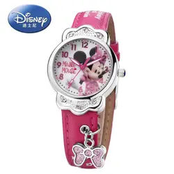 Детские часы disney бренд Микки Маус Эльза Принцесса детские часы для девочек Водонепроницаемые кожаные кварцевые наручные часы