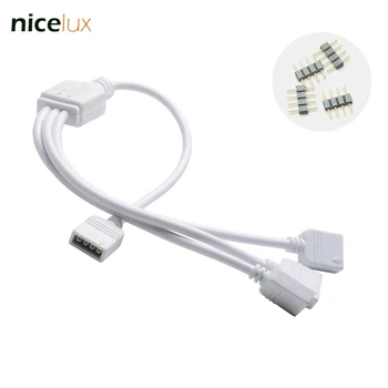 

RGB 4 Pin Wire Connector 1 to 3 Female to Female Splitter Connector Extension Cable for 3528 5050 LED Strip Light + Male Needle