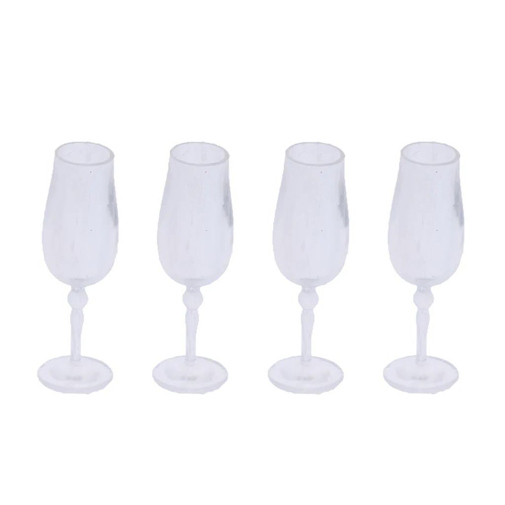 Dollhouse Goblets (4pcs), Mini Wine Glasses, Juice Cups Mugs for 1:12 Dolls House Furnishings Decor Kits