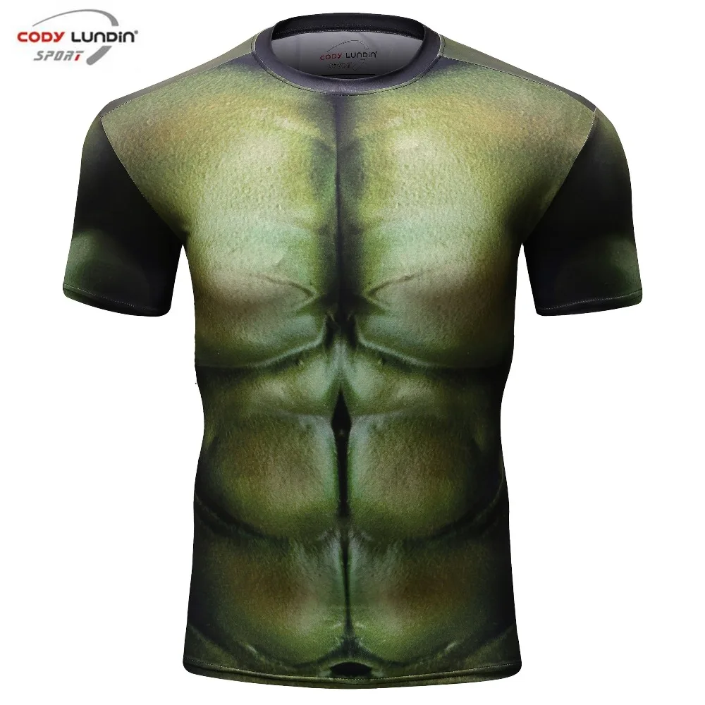 

Hulk Printed Short sleeves 3d T shirts Men Compression Top Fitness T-shirts 2018 Novelty Slim T Solid Superhero Crossfit