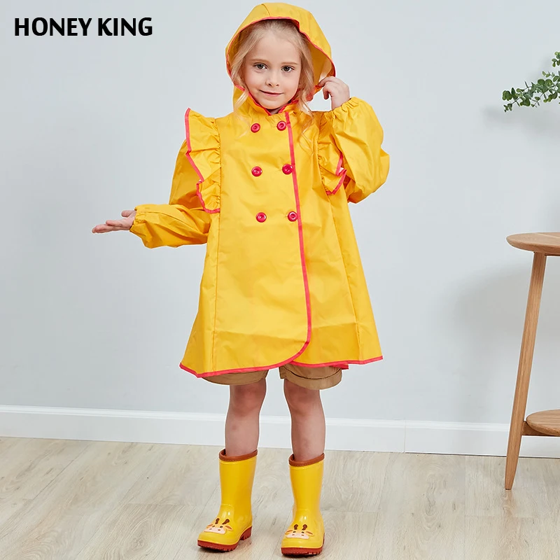 HONEYKIN Palace Style Nylon Waterproof Baby Girls Jacket Raincoat Toddler Girls Hooded Coat