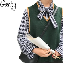 Kpop Harajuku,, женский свитер, жилет, женский, Одноцветный, вязаный, маленький жилет, майка, пуловер, чтобы отличаться по длине, вязаный свитер