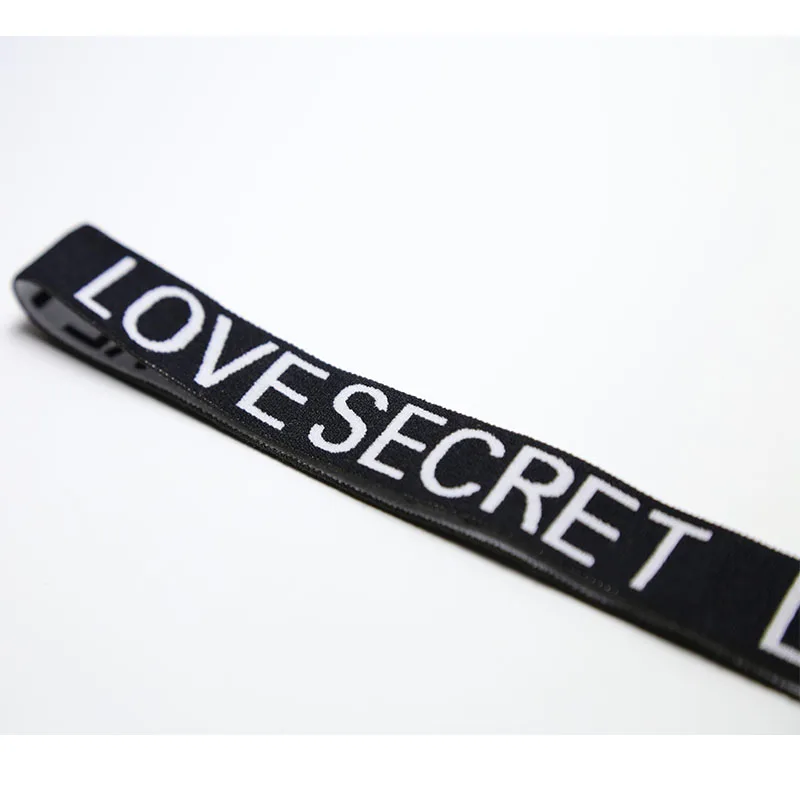 

10M Embroidery Letter Elastic Band Elastic Shoulder strap black white jacquard elastic ribbon customizable Modifier Letter