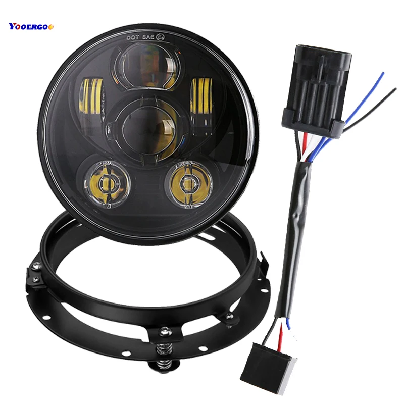 

YOOERGOO 7" inch Round Headlights Led Daymaker with bracket ring For Jeep Wrangler 97-15 Hummer Toyota Motorcycle Headlamp