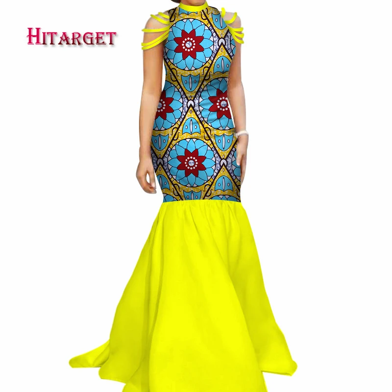 Африканские платья для женщин Базен riche леди стиль африканская одежда леди принт воск размера плюс вечерние длинные русалка платье WY2304 - Цвет: 25
