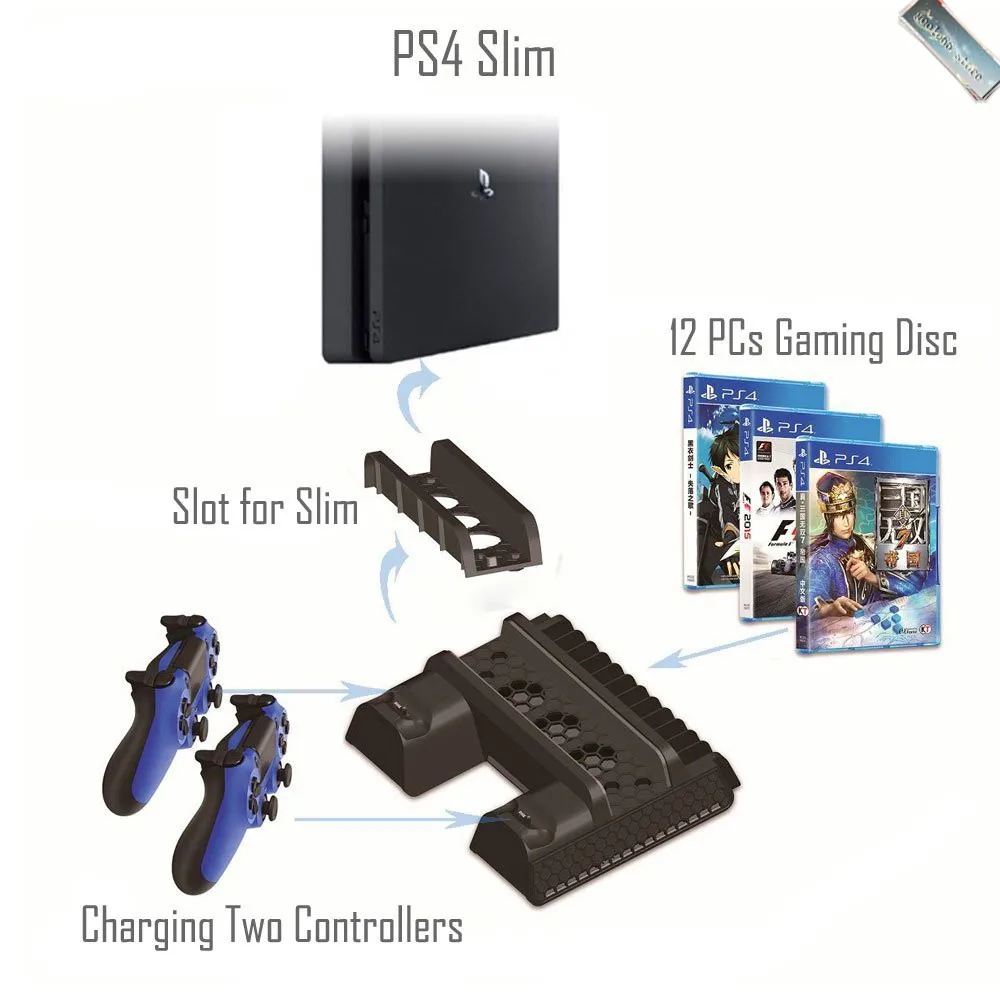 PS4/PS4 Slim/PS4 PRO вертикальная подставка с охлаждающим вентилятором кулер двойной контроллер зарядное устройство зарядная станция для SONY Playstation 4