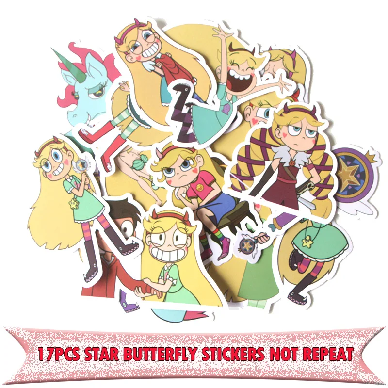 

17pcs Star vs the Forces of Evil funny DIY scrapbooking album Luggage Laptop Motorcycle notebook decal Waterproof Sticker E0038