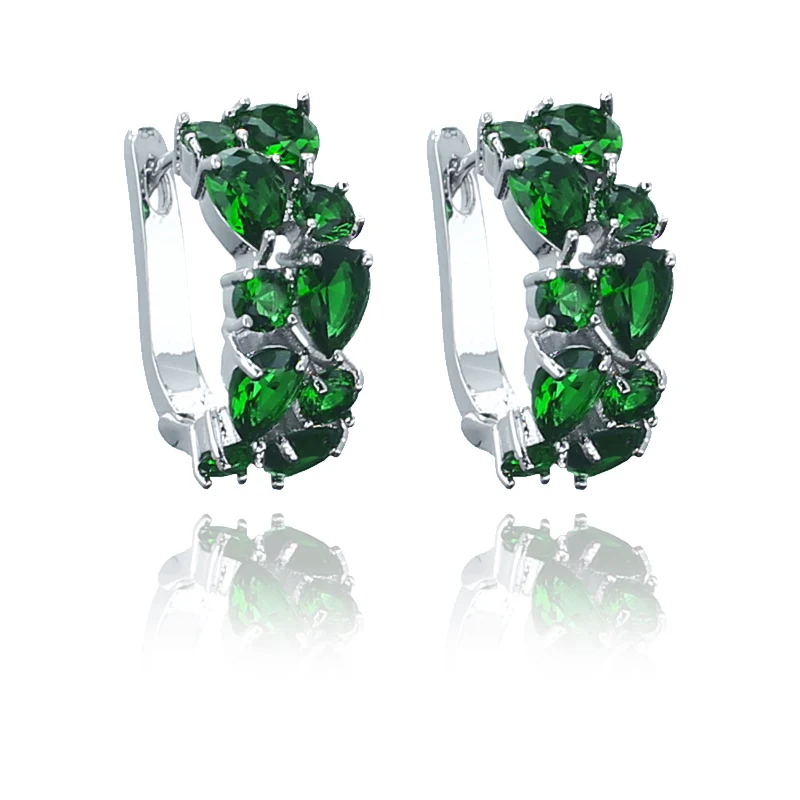 

2015 better New FASHION Green Hoop Crystal Zirconia Earrings for Women JP50319E