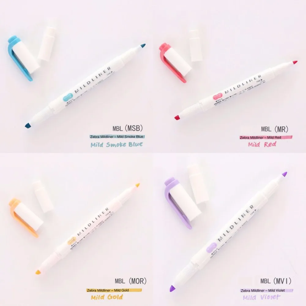 1pcs Kawaii Japanese Zebra Mild Liner Highlighter Pen Fluorescent Double Headed marker Pen Color Mark Pen Cute Stationery