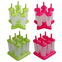 Helado Popsicle Moldes 6 Seguridad de la Categoría Alimenticia PP Material de BRICOLAJE Rojo y Verde (cuadrado/forma de Estrella Inferior)
