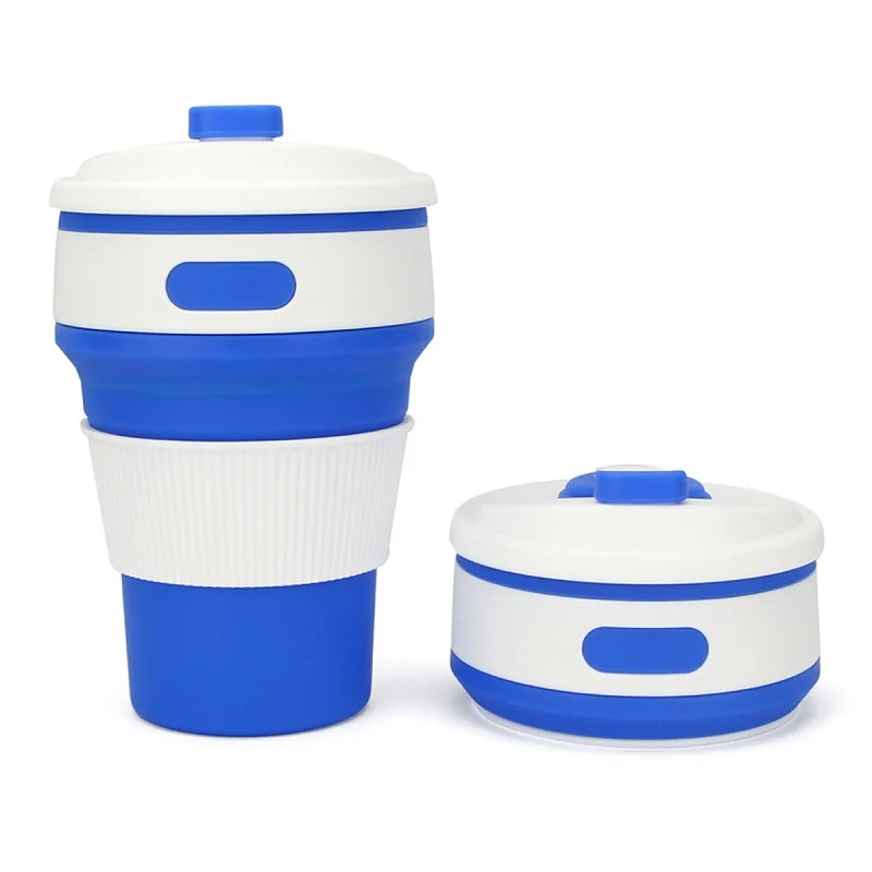 Navy blue Складная силиконовая чашка портативная силиконовая кружка телескопическая Питьевая Складная кофейная чашка Складная силиконовая чашка дорожная кружка для воды - Цвет: Navy blue