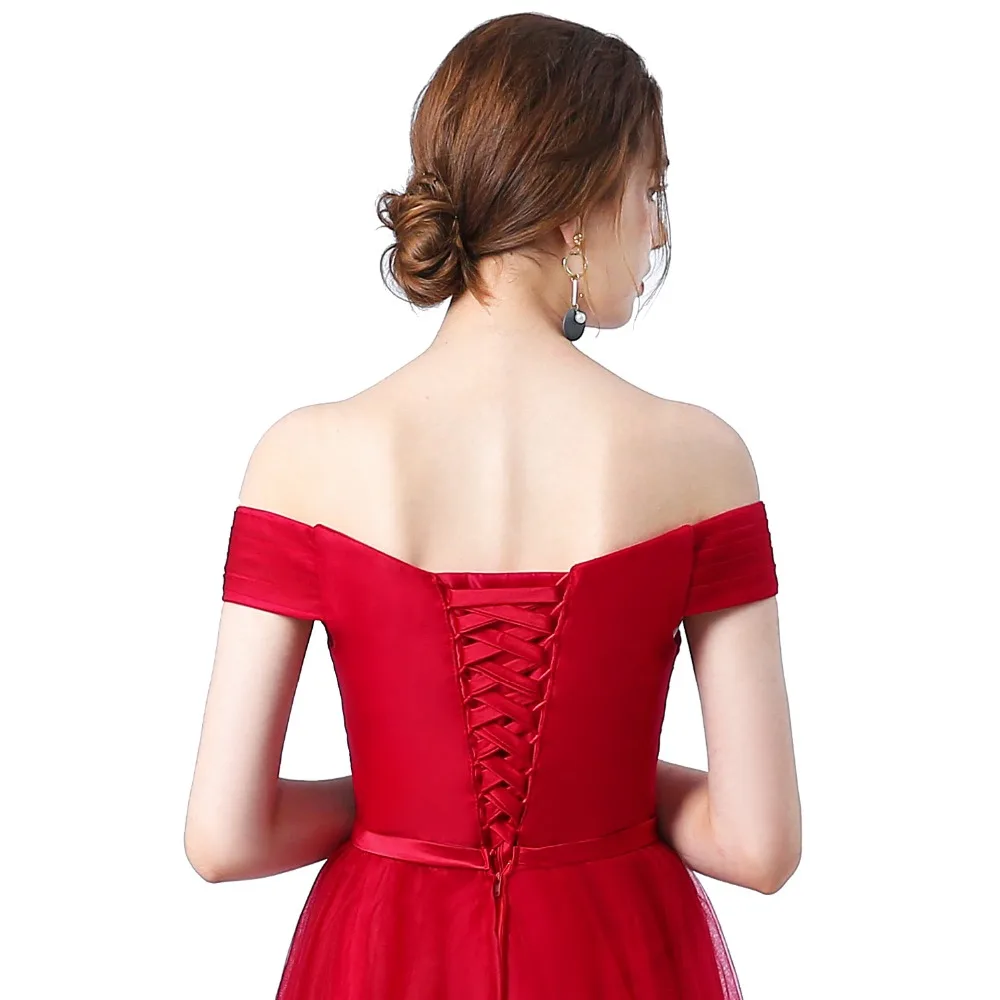 Длинное вечернее платье винно-Красного цвета банкетное элегантное платье с вырезом "лодочка", мягкое Тюлевое платье для выпускного вечера на заказ, большие размеры, вечерние платья