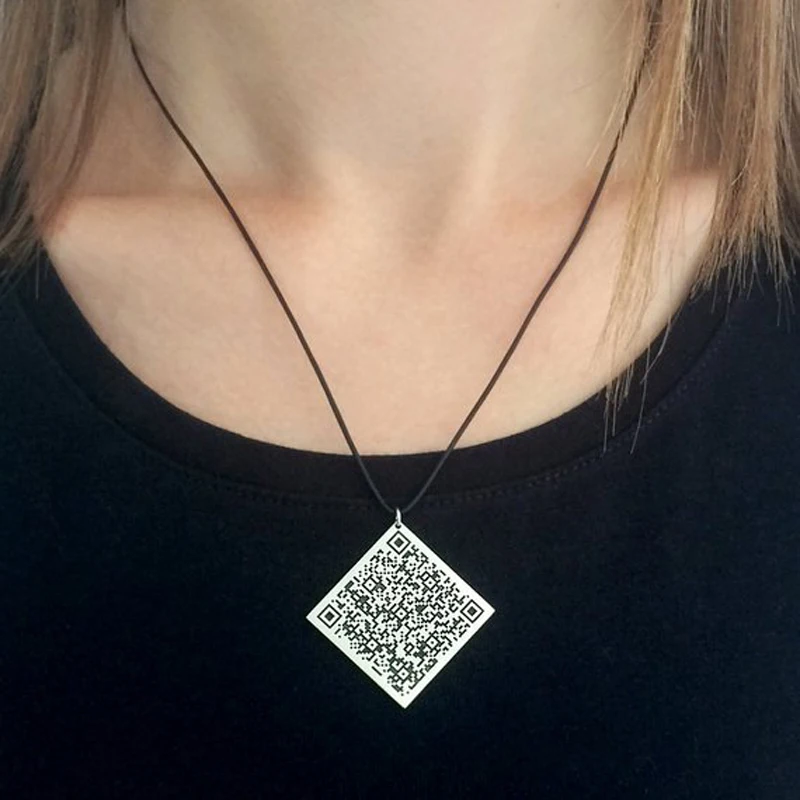 Ufine персонализированные qr-код памятный подарок мода унисекс штрих-код ожерелье Купер Высокое качество кулон ожерелье N2107