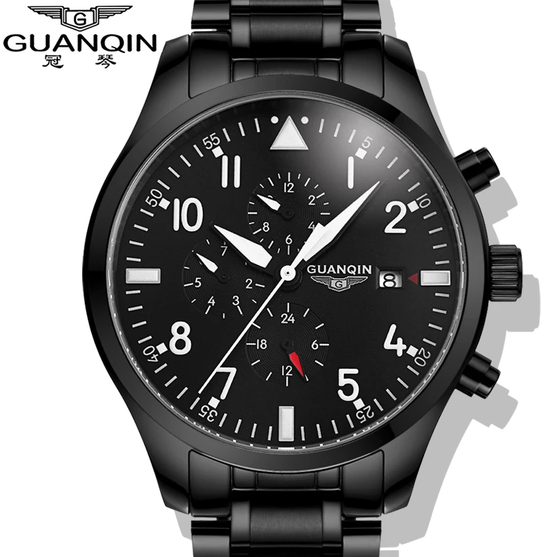 

Watches Men 2015 GUANQIN Army Watches Full Steel Sport Military Men Wristwatch Black Automatic Mechanical Movement Luxury Brand