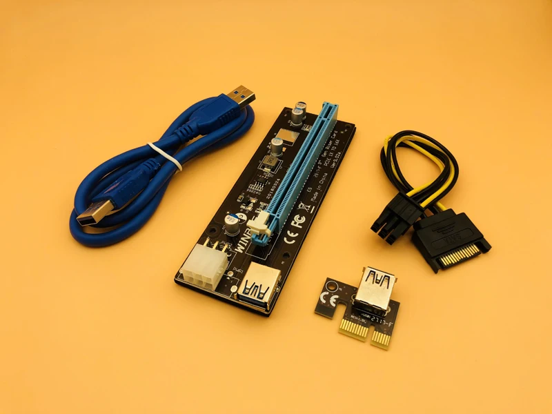 

USB 3.0 PCI Express Riser Card PCI-E 1x to 16x Data Cable SATA to 6Pin IDE Molex Power Supply for BTC Miner Mining Machine