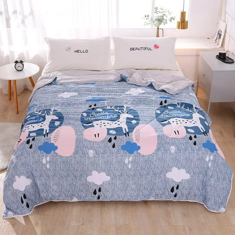 Leaf Pattern Soft Skin-friendly Summer Duvet Washed Cotton Thin Quilt Children Adults Duvet Pillowcase Wholesale(200x230cm