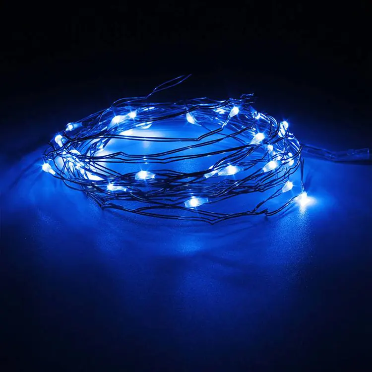 1 м, 2 м, 3 м, 4 м, Кнопка CR2032 на батарейках, водонепроницаемый красочный светодиодный медный провод, сказочный светильник, лампа для украшения помещений и улицы - Испускаемый цвет: Blue