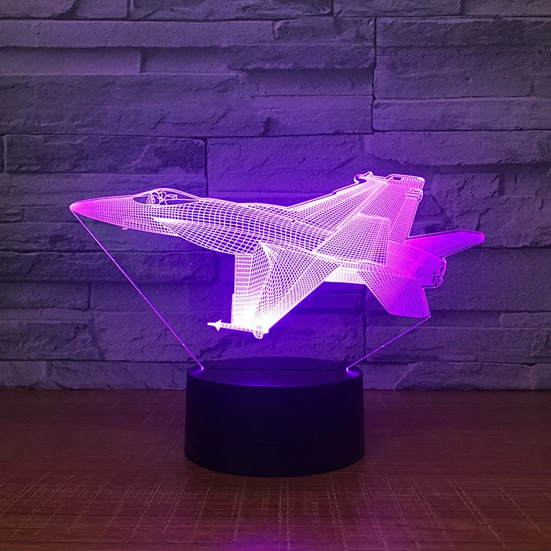 Пульт дистанционного управления летательный аппарат самолет 3D светодиодный настольный светильник Оптическая иллюзия Ночной светильник 7 цветов