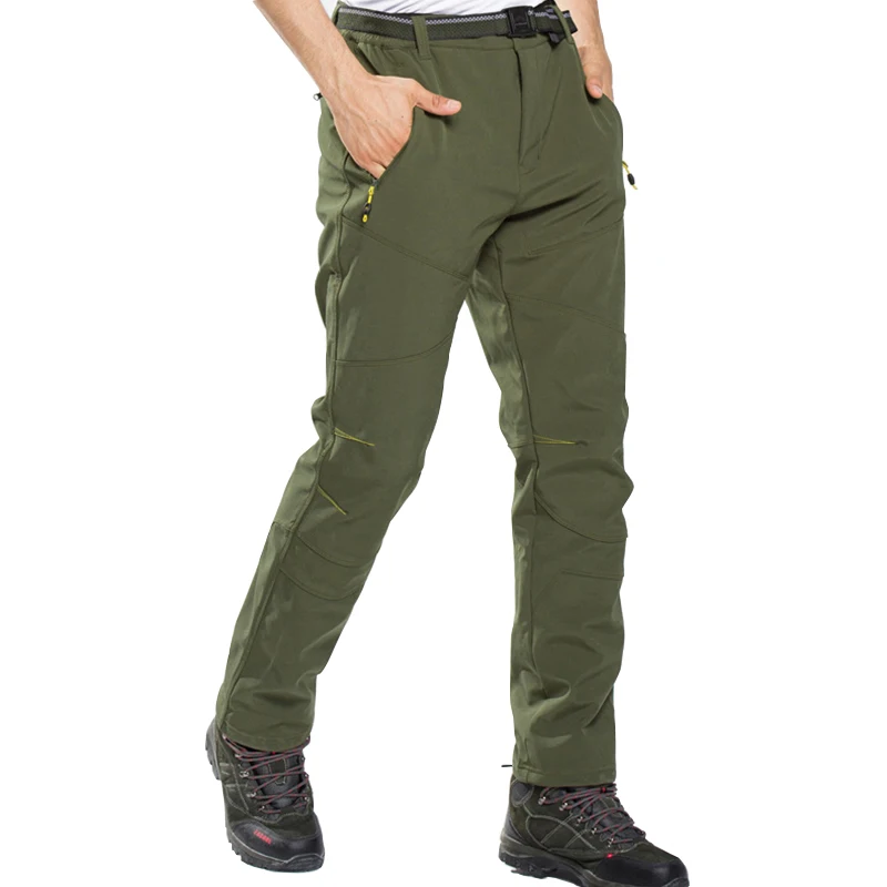 Waterproof Hiking Pants Men Warm Thicken Outdoor Softshell Pant winter