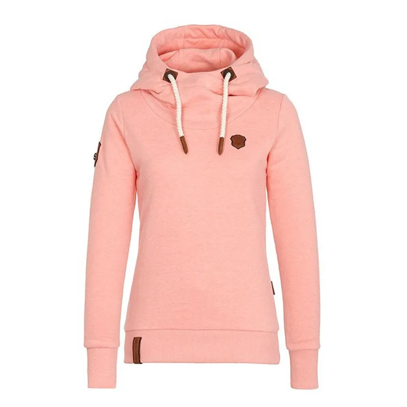 

[EL BARCO] 2017 Winter Cotton Casual Hoodies Sweatshirt for Women Solid Black Grey Blue Yellow Pink Red Female Hooded Top Coats