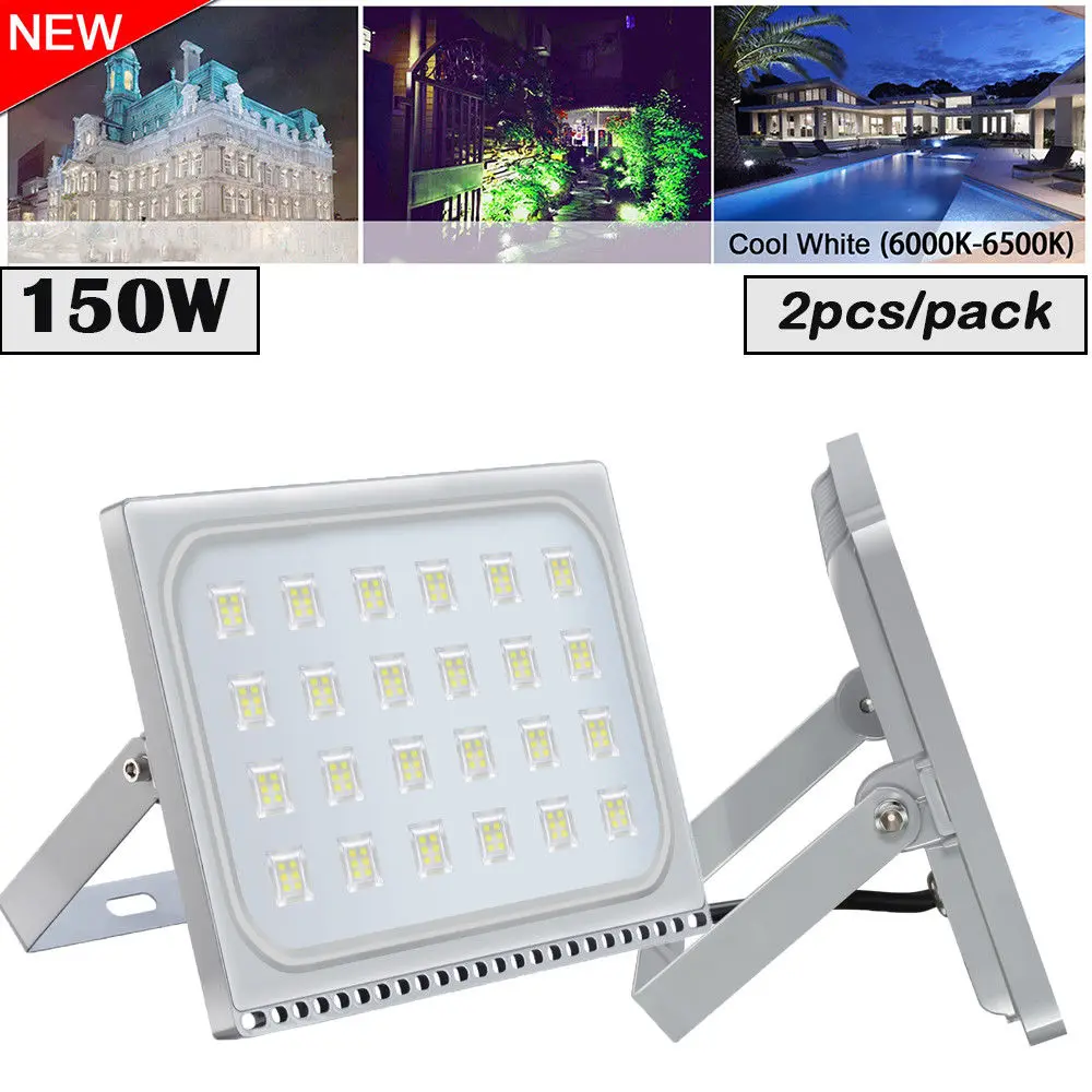 

2pcs Ultraslim 150W LED Floodlight Outdoor Security Lights 110V 220V Cool white Waterproof IP65