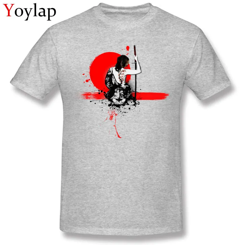 Hot Sale Design Short Sleeve Tops T Shirt Trash PolkaFemale Samurai Summer Fall O Neck Pure Cotton Men's T-shirts Design Clothing Shirt gray