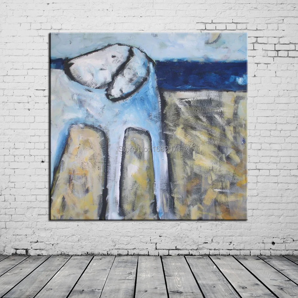 Free Shipping Handpainted High Quality Modern Funny Dog Oil Painting On Canvas Abstract Funny