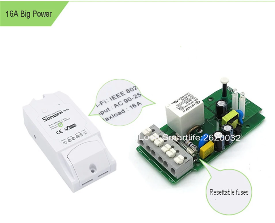 Sonoff Pow Wireless WiFi Switch ONOff 16A With Power Consumption Measurement For Home Appliance IOS Android Remote 85-250V -2