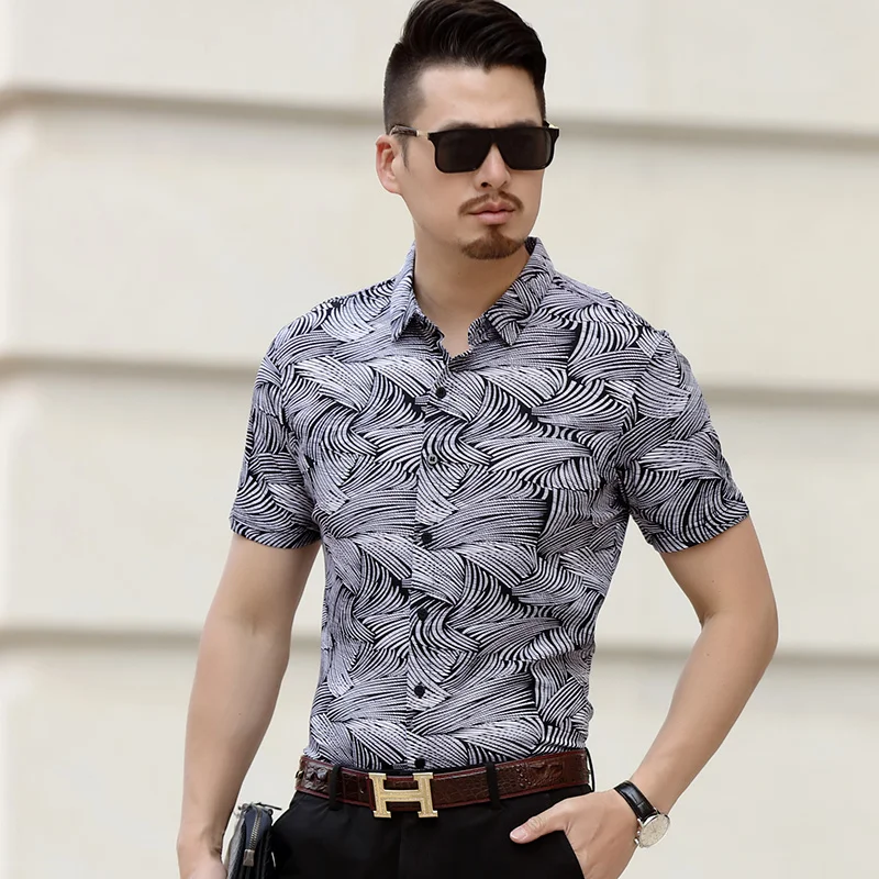 KUYOMENS Men's Shirts Summer Short Sleeve Men Dress Shirt Mercerized