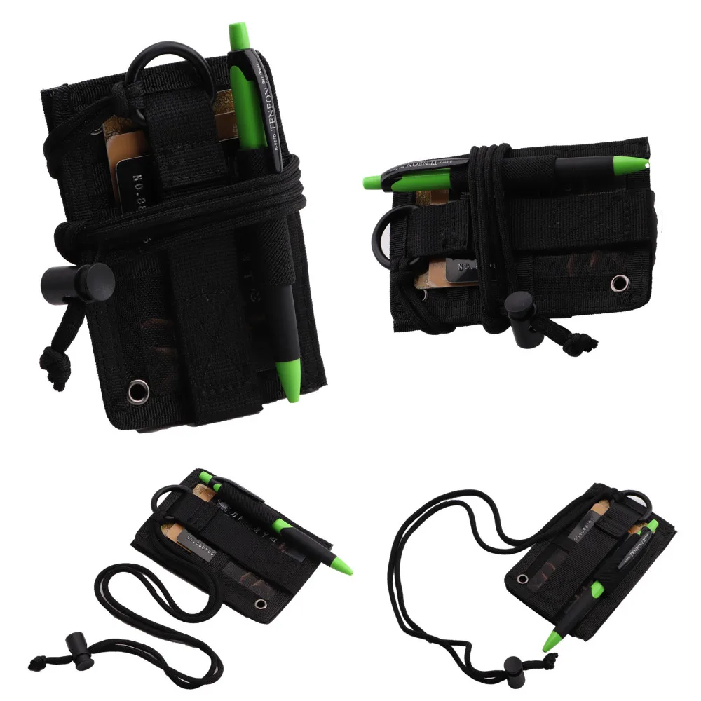 

Military Style ID Card Holder Patch Badge Holder with Neck Lanyard Black running bags Organizer