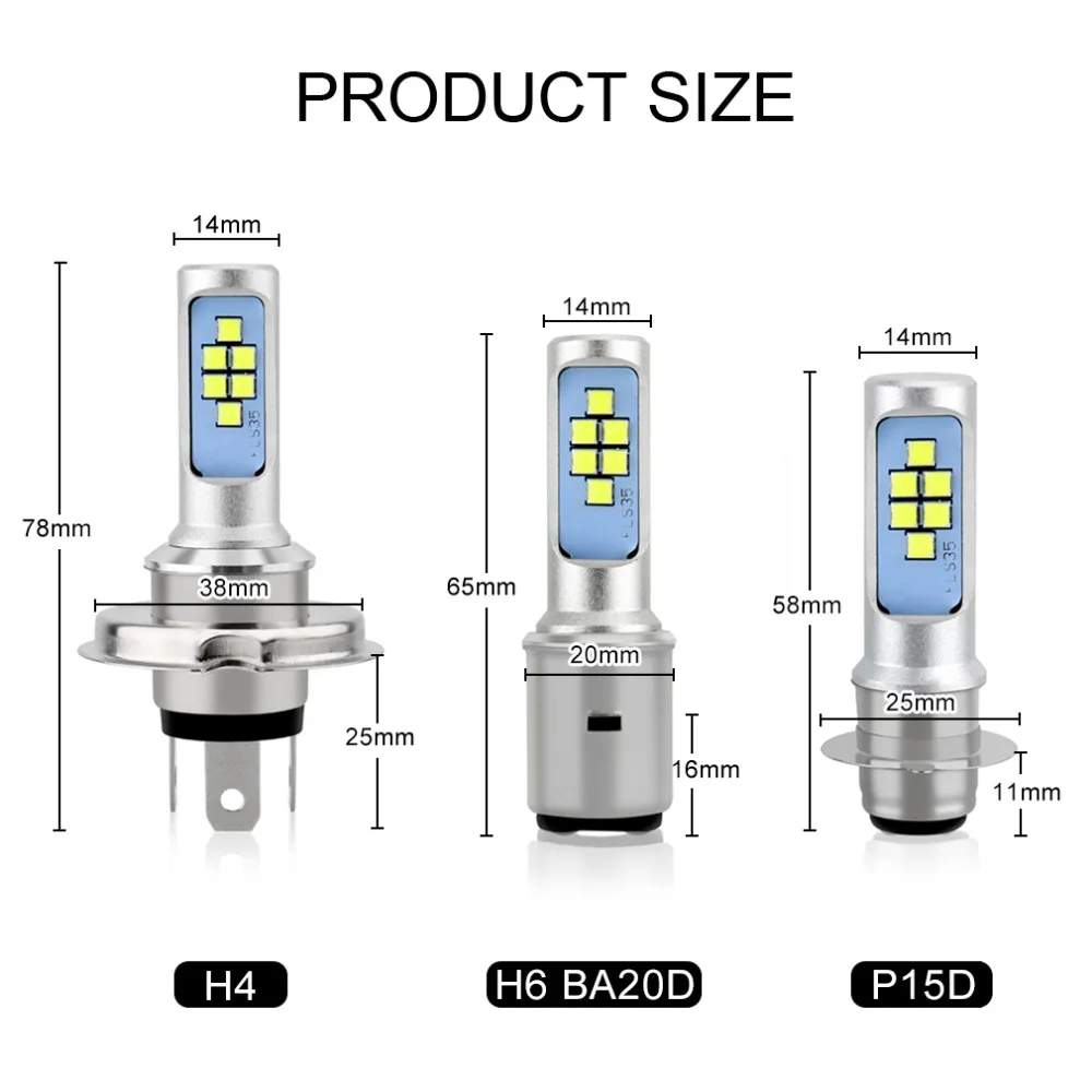 H4 H6 P15D BA20D светодиодный мотоциклетный головной светильник лампа Canbus противотуманный светильник 12 SMD 1200LM Hi Lo лампа аксессуары для скутеров Moto DRL