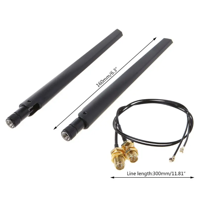2x 6dBi 2.4GHz 5GHz Dual Band WiFi Router Network Card RP-SMA Antenna 2 x U.fl IPEX Cable N8S5 for MINI PCI-E Interface 2x 6dBi 2.4GHz 5GHz Dual Band WiFi Router Network Card RP-SMA Antenna 2 x U.fl IPEX Cable N8S5 for MINI PCI-E Interface