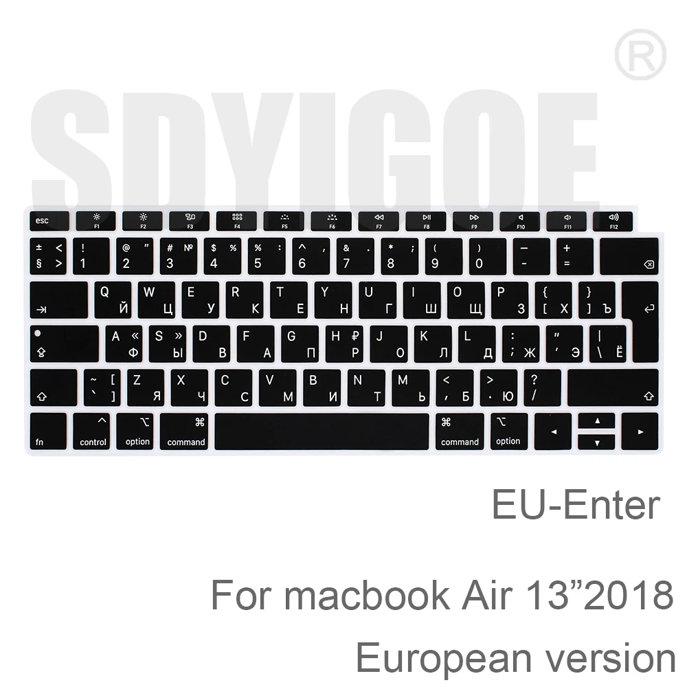 Русский ЕС и США-введите Клавиатура Обложка протектор для Macbook Pro 13Air 11 12 15 Сенсорная панель Модель A1706/A1466 A1707/A1990/A1398/A1534