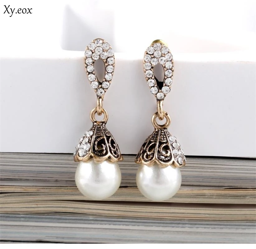 Vintage Jewelry Gray/White Imitation Pearl Earrings Women Wedding Earings | Украшения и аксессуары