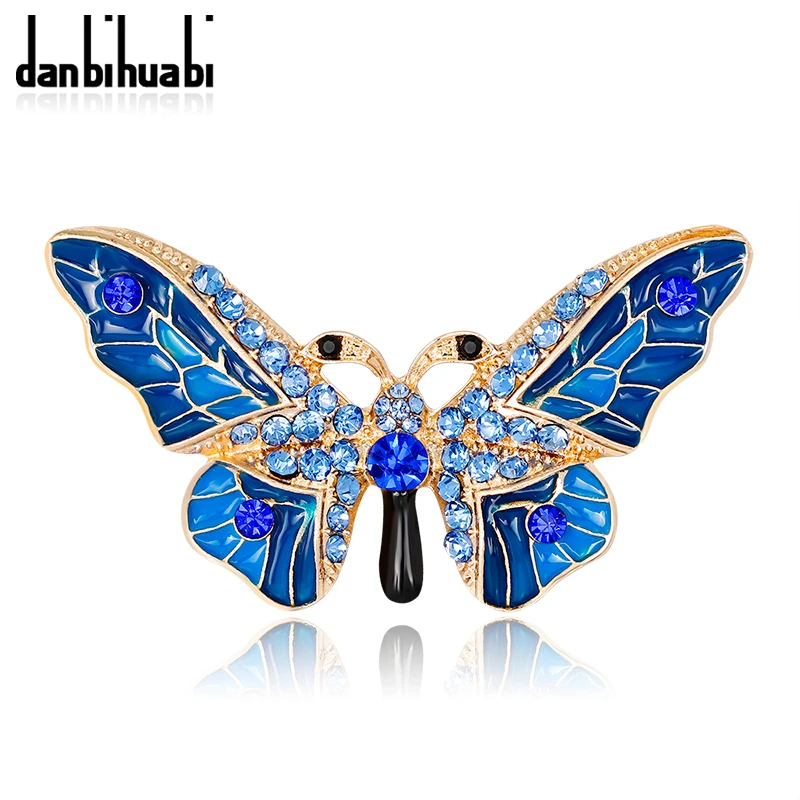 Sparkly Rhinestone Enamel Butterfly Brooch Pins Brooches for Women