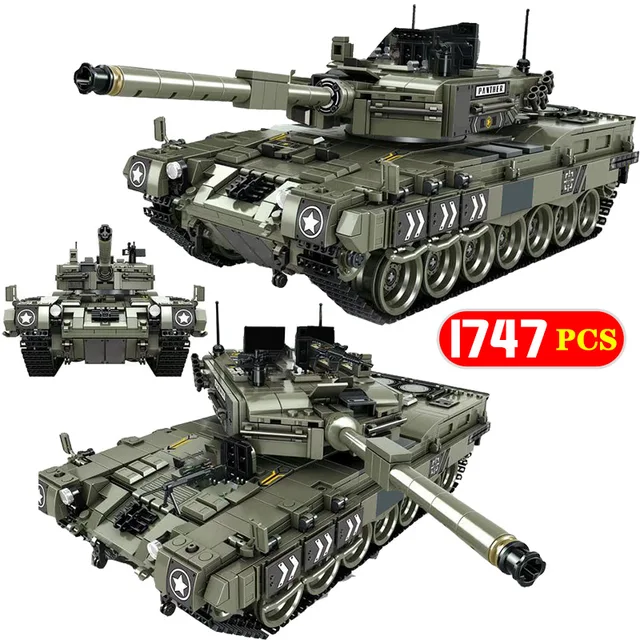 $US $40.65  1747 Pcs Leopard 2 Main Battle Tank Model Building Blocks Compatible WW2 Military Series Army Soldi