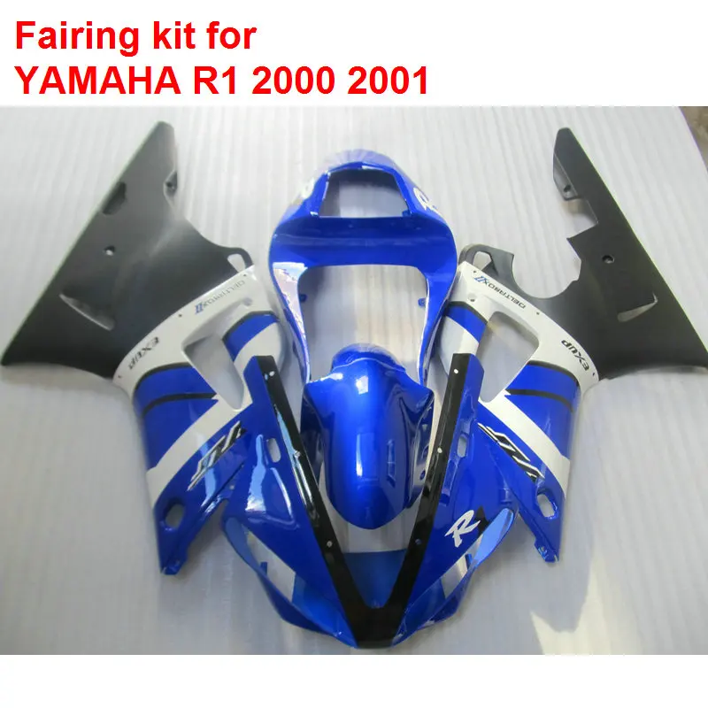

7 free gifts motorcycle fairing kit for Yamaha YZF R1 00 01 blue black white fairings set YZFR1 2000 2001 BA46