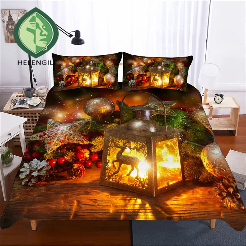 

HELENGILI 3D Bedding Set Christmas Print Duvet cover set lifelike bedclothes with pillowcase bed set home Textiles #SD-49