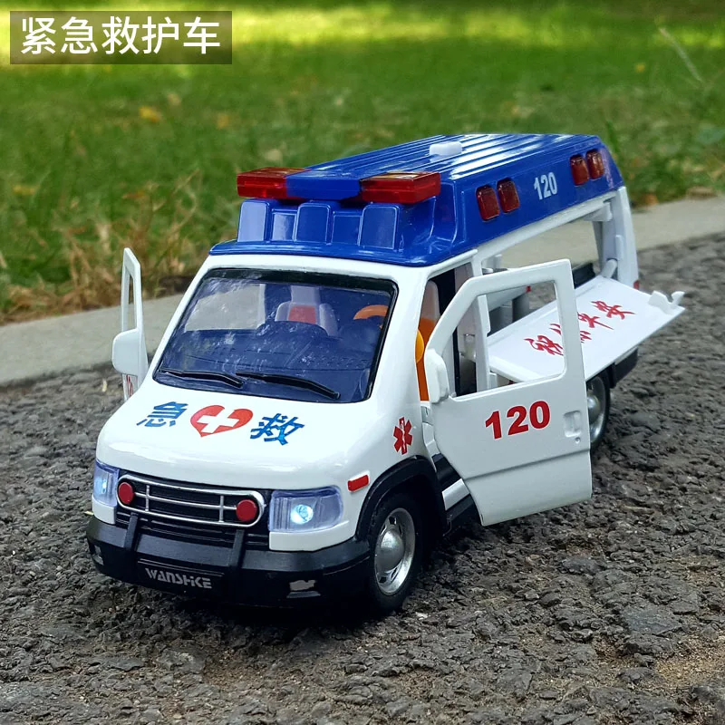 

1:32 Die Cast Models Cars Electronic Vocal automobiles Alloy Vehicle gld3 Coche Toys for Children Large Ambulance Van RV Car