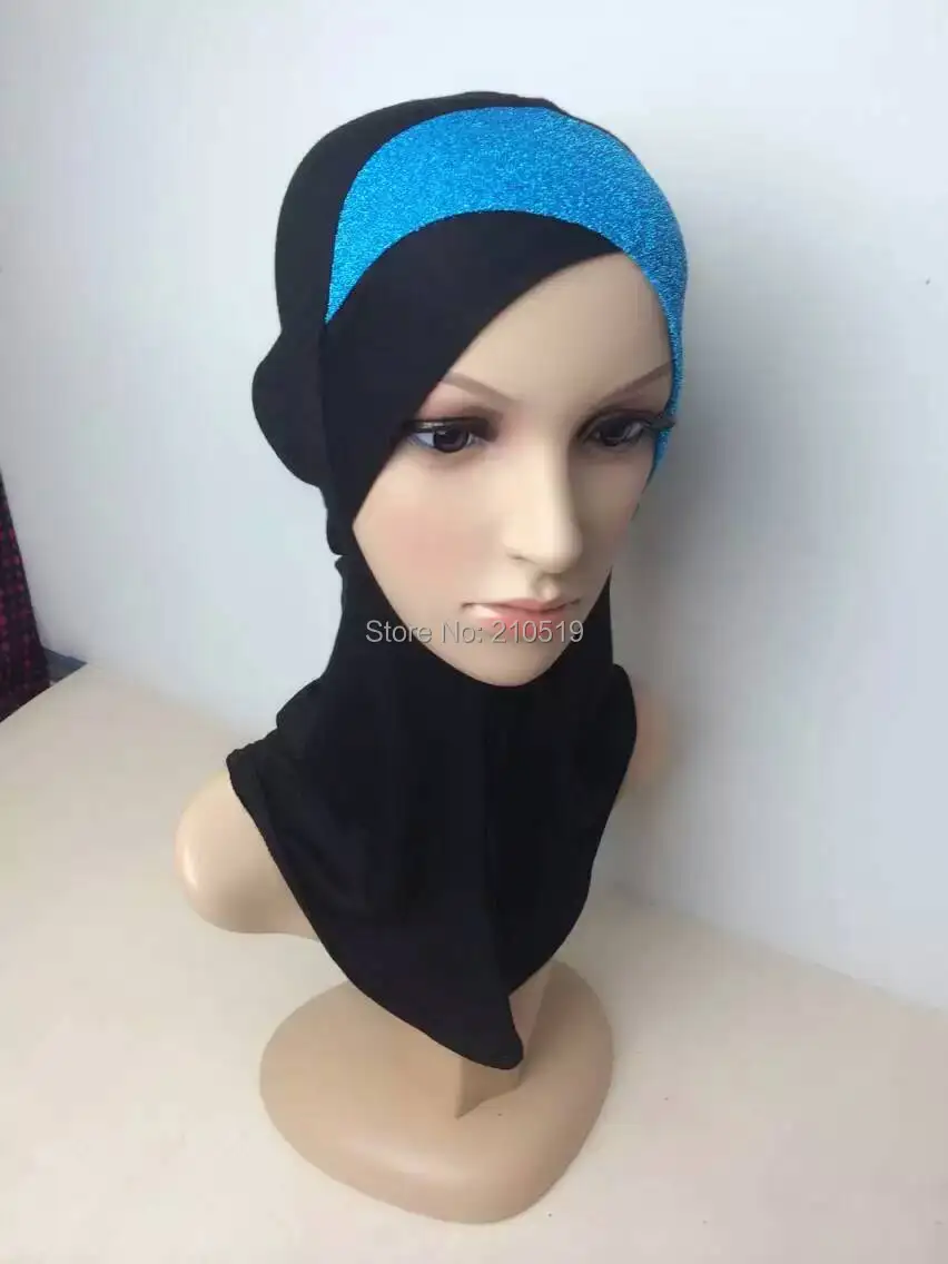 Модный мягкий хлопок кроссовер мерцающий блеск ниндзя мусульманская шапочка под хиджаб
